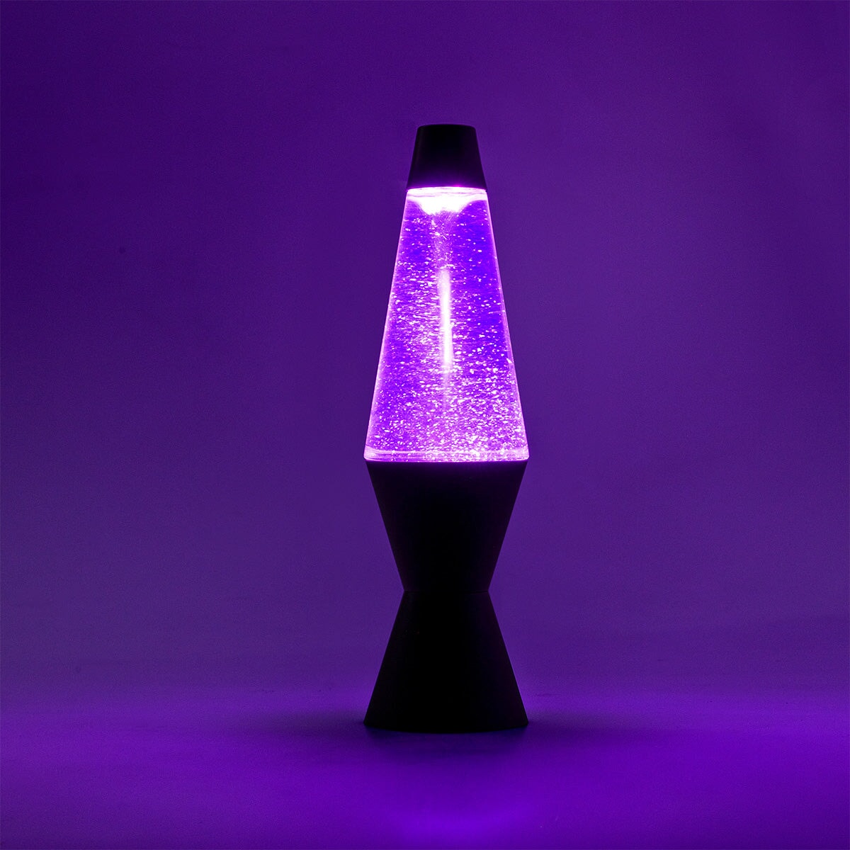 Hyggelig lampe med hvirvlende glitter