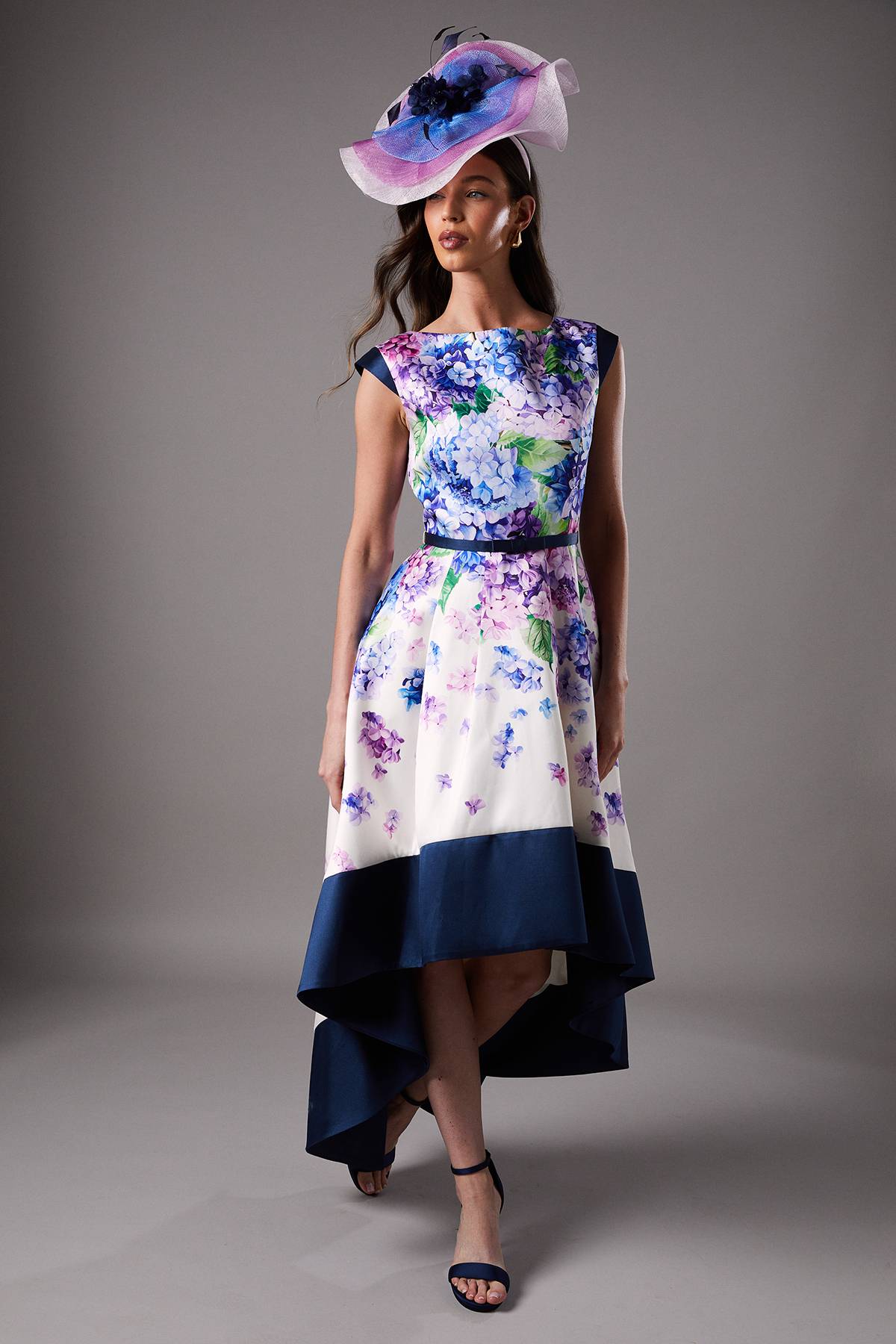 Coast Robe Midi Imprimée Florale Lisa Tan Sergé Hi-Lo