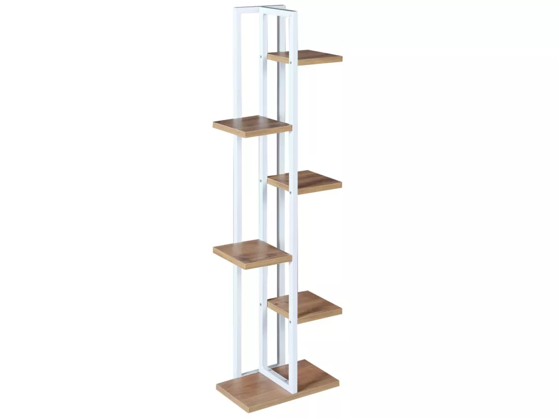 Support de plantes Tohmajärvi à 5 niveaux 120 x 34 x 21 cm effet noyer / blanc [en.casa]