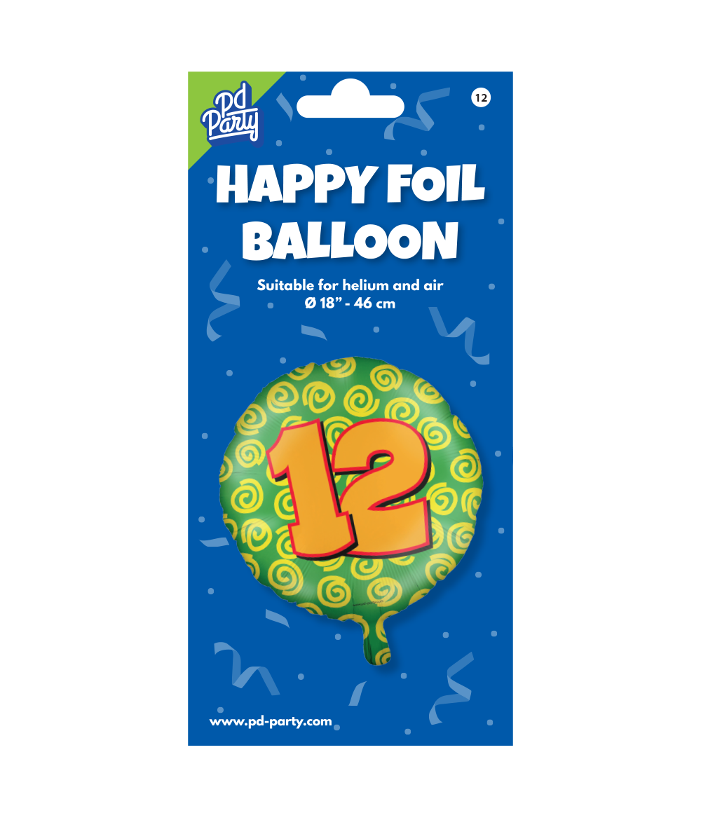 Helium Ballon 12 Jaar Gekleurd Leeg 46cm