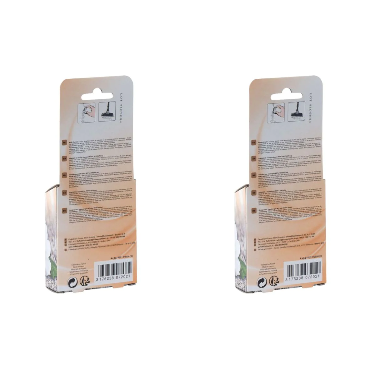 Lot de 2 x 4 Sachets de granulés de parfum pour aspirateur à la vanill