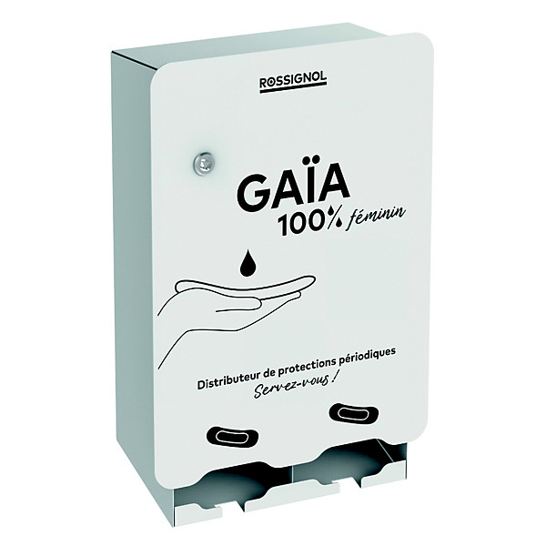Distributeur protections périodiques - 2 compartiments - gaia - blanc 9016