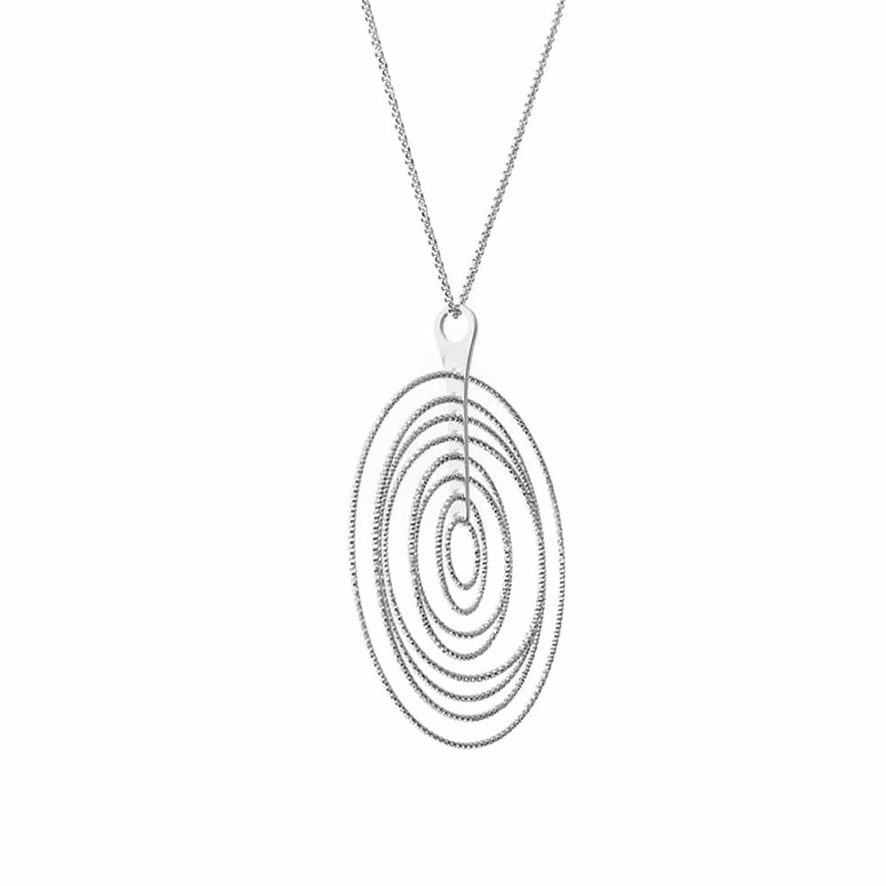Collier Argent Rhodié Diamanté Spirale Tourmente