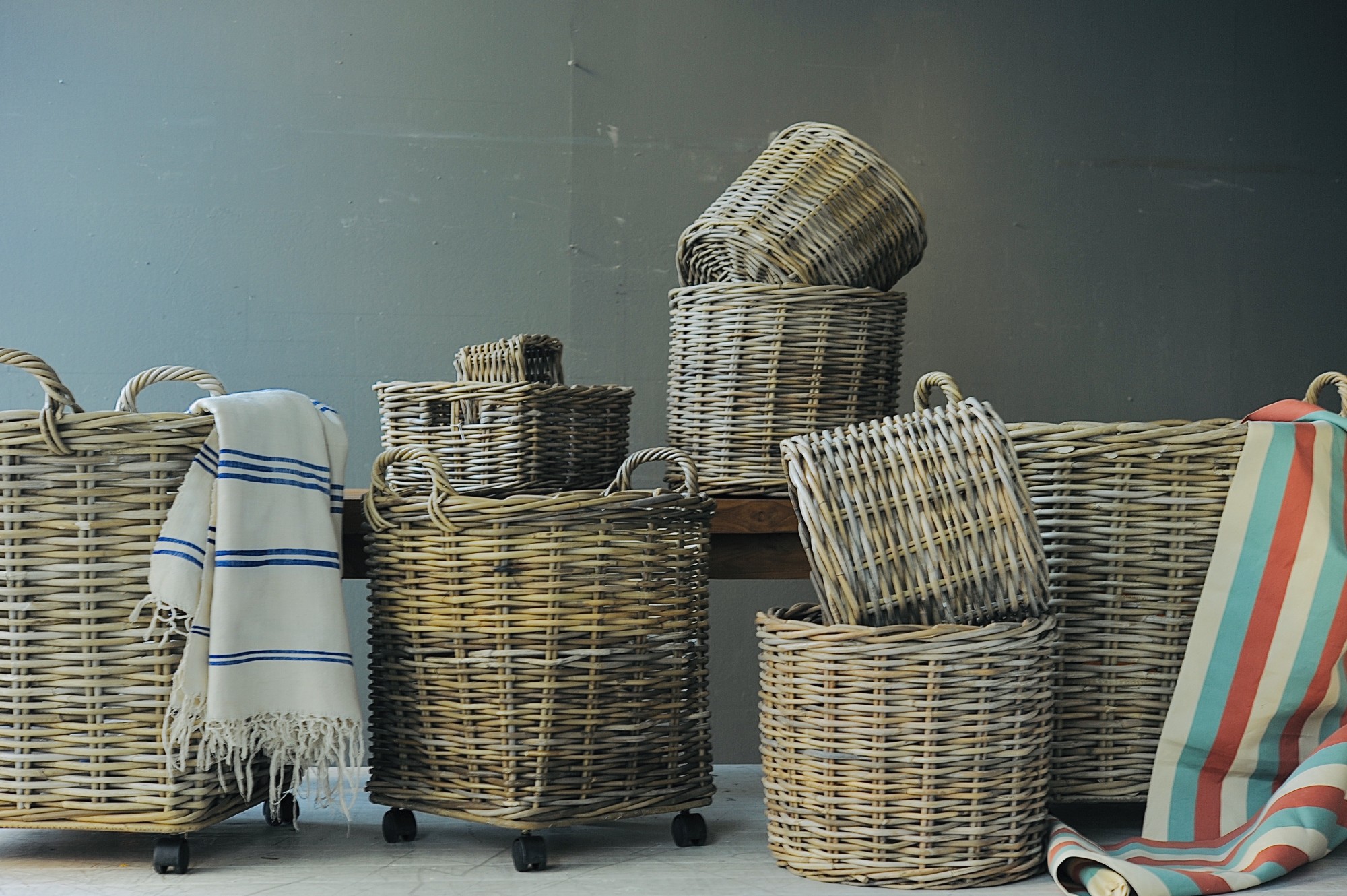 7er-Set Rundkörbe 'Ambon', Rattan natur von fischer's lagerhaus