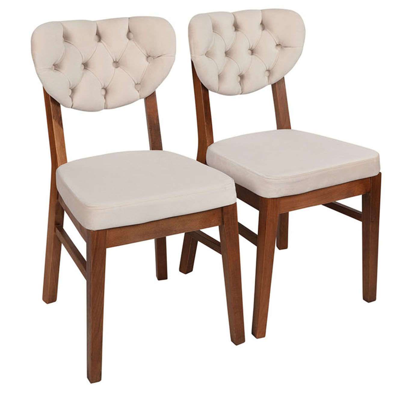 Wooden Art 2 Chaises Elma noyer/beige - 86x41.5x43.5 cm
