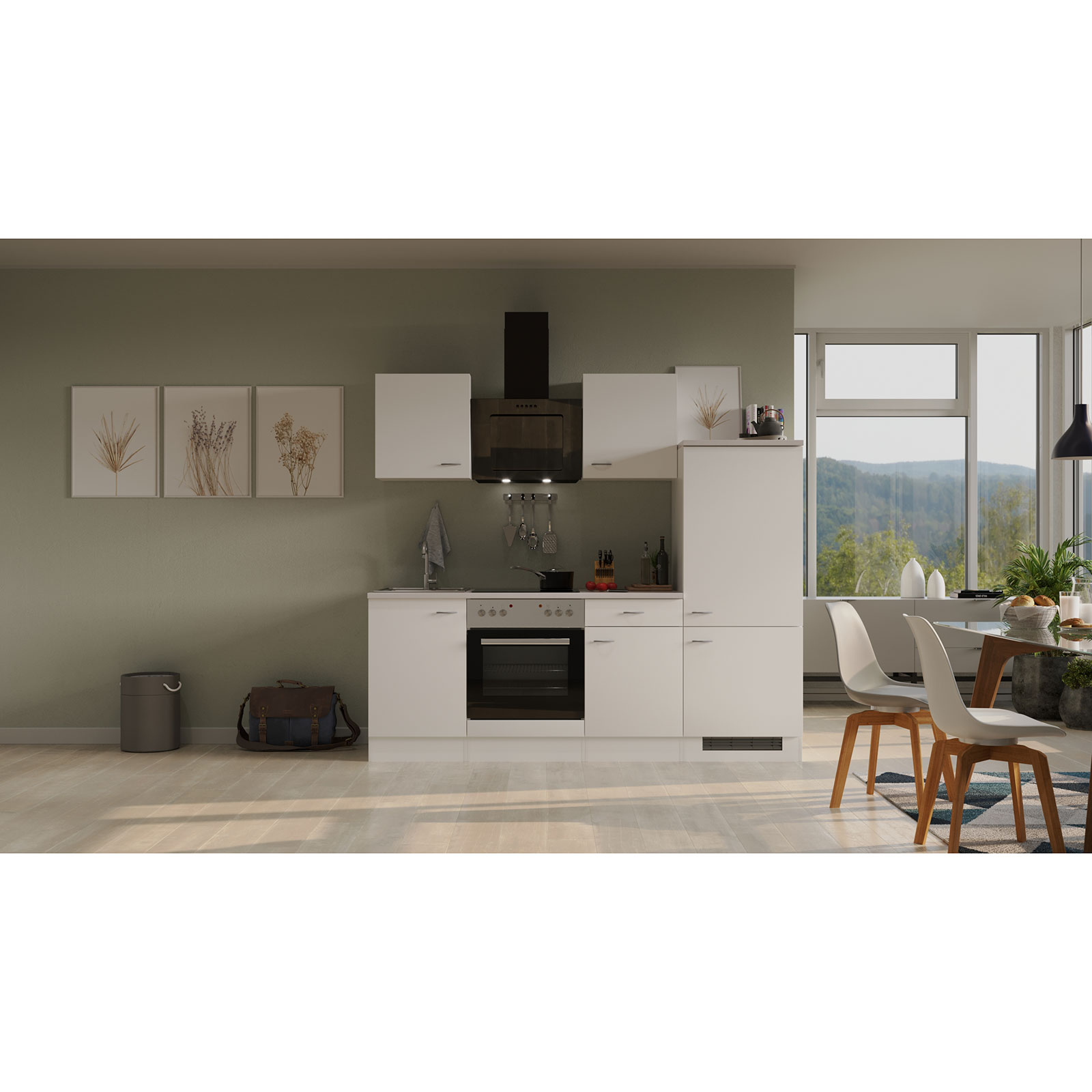 Küchenblock WITO - weiß - mit E-Geräten - 220 cm