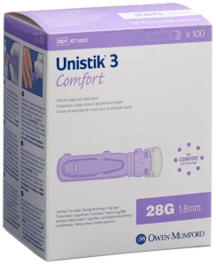 UNISTIK 3 Lanzetten Comfort 28G (1.8 mm), 100 Stück