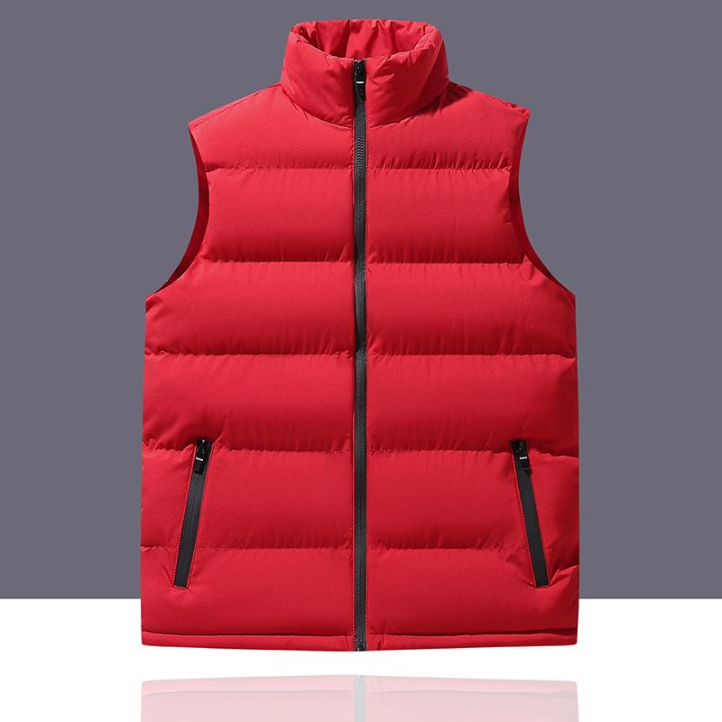 Stone Leo - Effen gewatteerd vest met rits