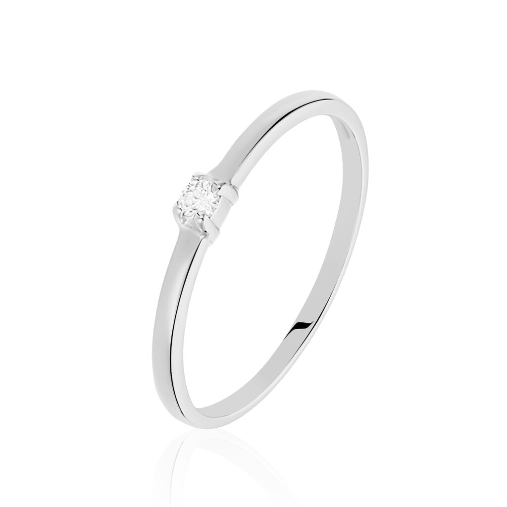 Bague Solitaire Superposition Or Blanc Diamant