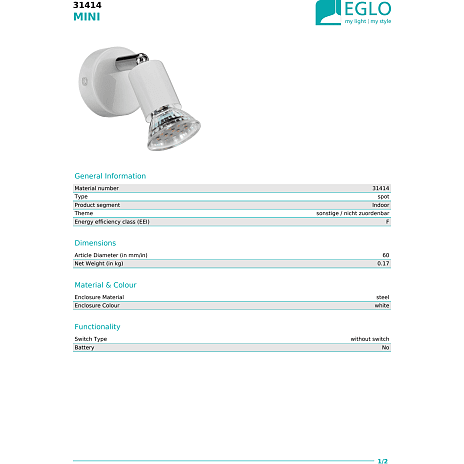 Mini spotlampe - hvid