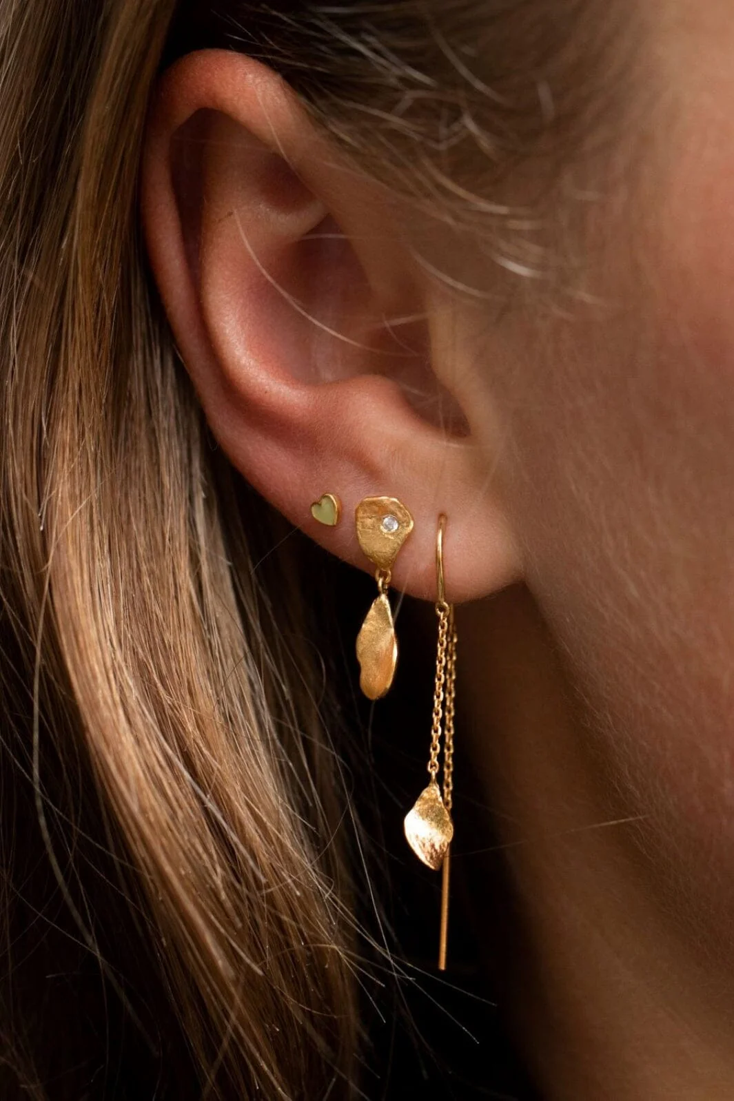 Stine A Petit Ile De L'Amour Double Chain Earring Goldenen