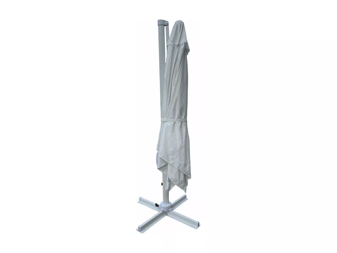 Parasol déporté MOLOKAI rectangulaire 3x4m blanc + housse - HAPPY GARDEN