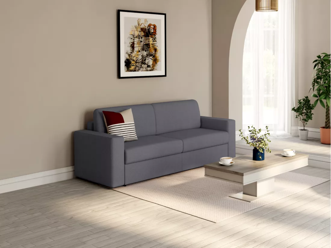 Canapé 3 places convertible express en tissu gris anthracite COGLIO
