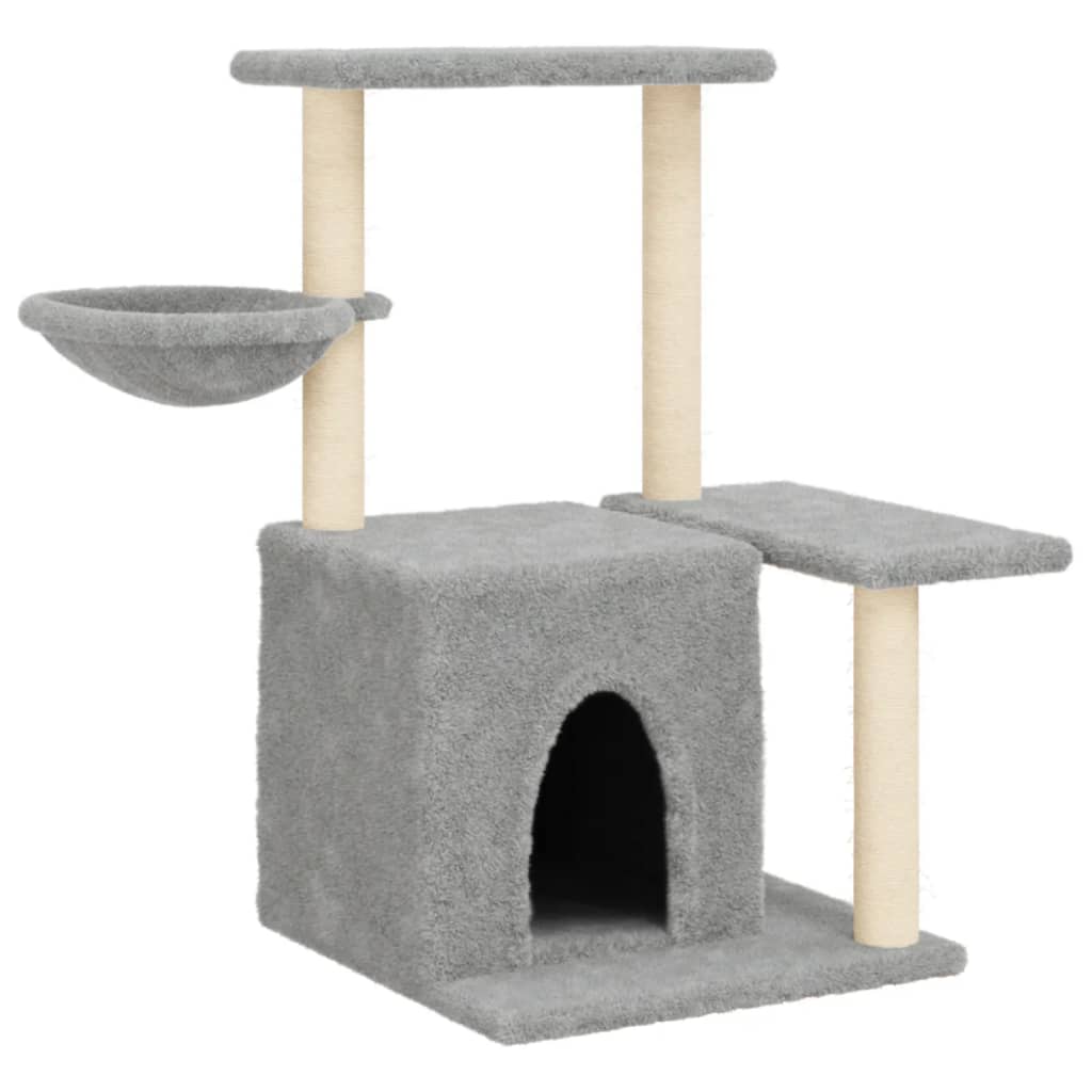 Arranhador para gatos vidaXL com postes de sisal cinza claro, 83 cm