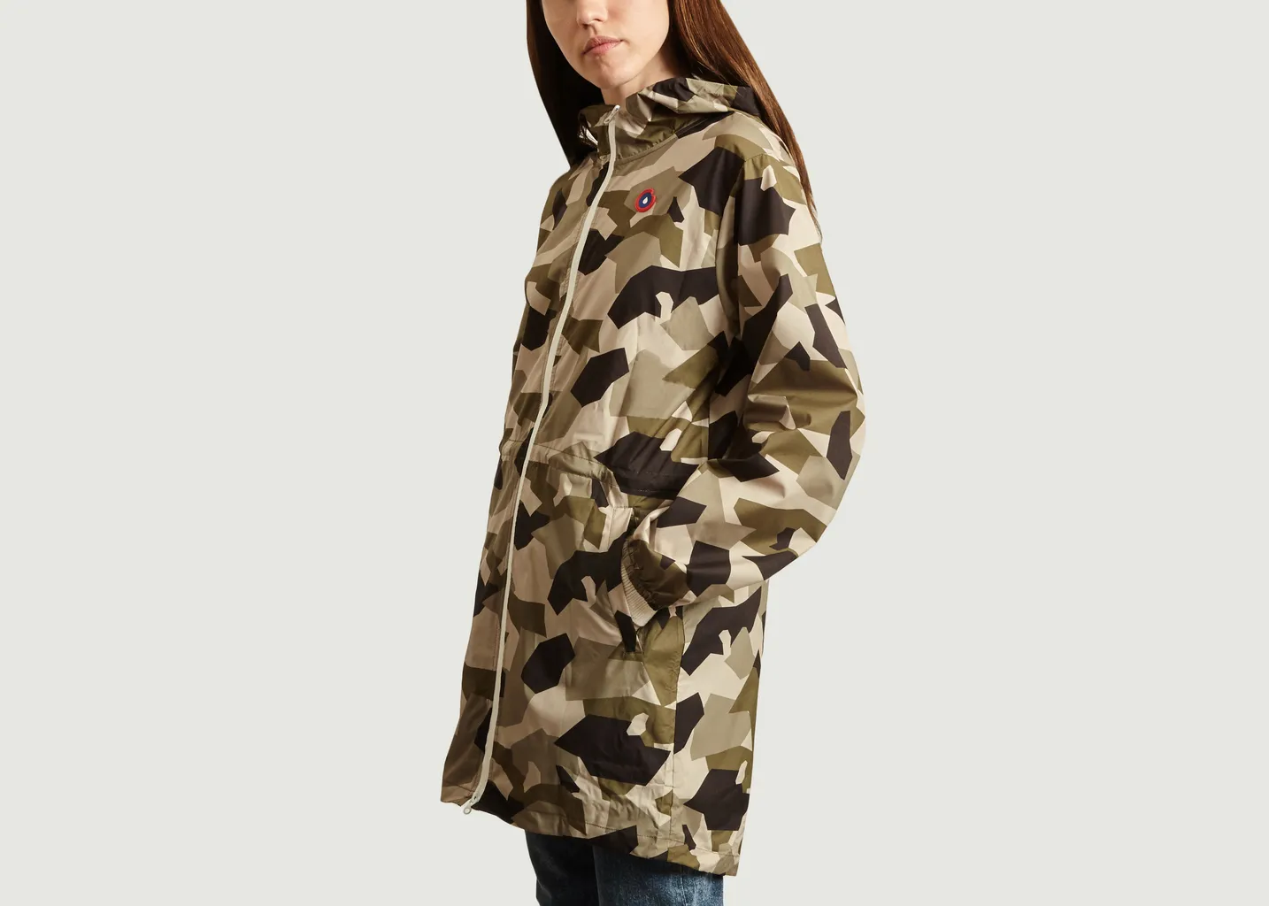 Imperméable long en toile recyclée Amelot Flotte