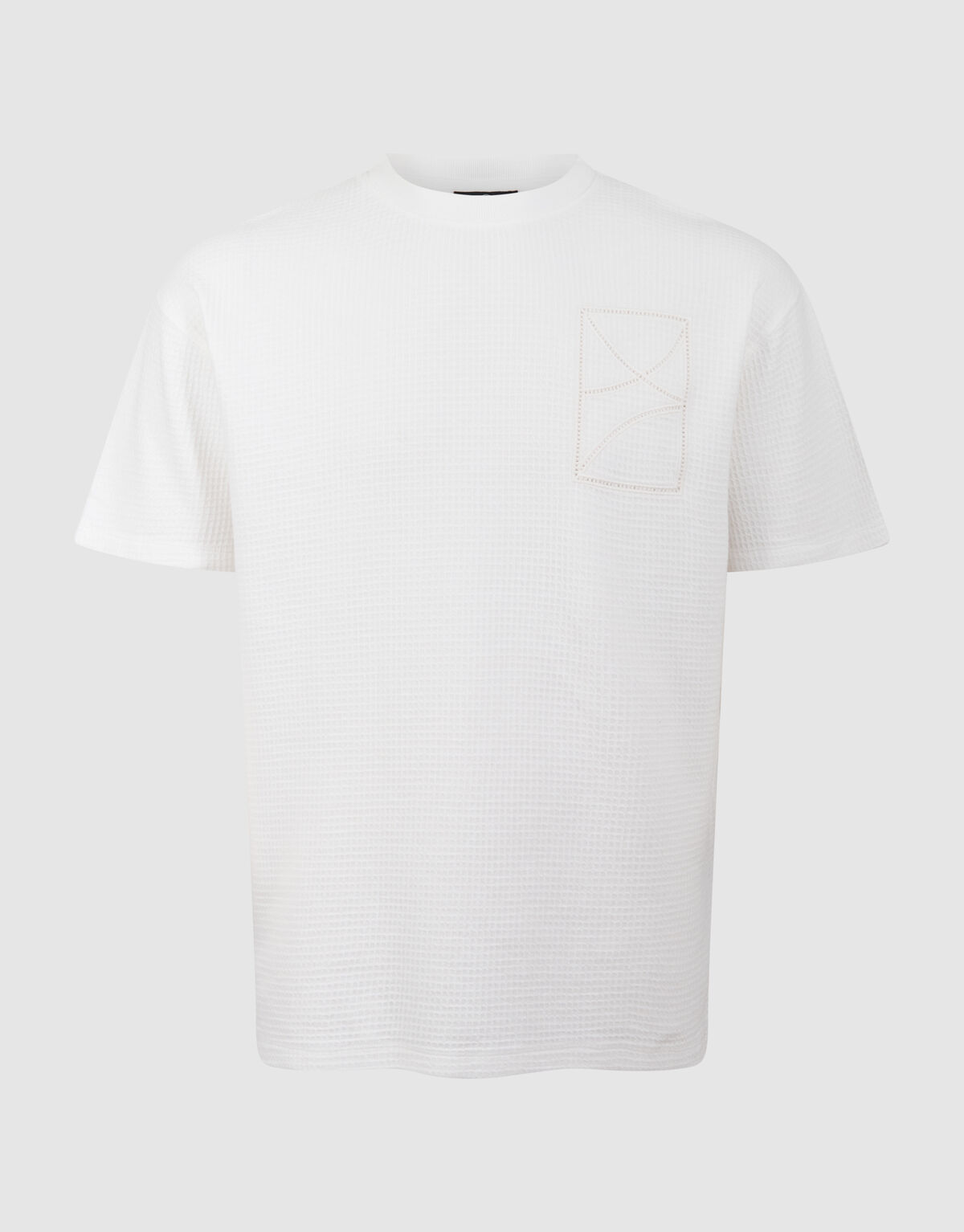 Waffle Embroidery T-shirt Wit