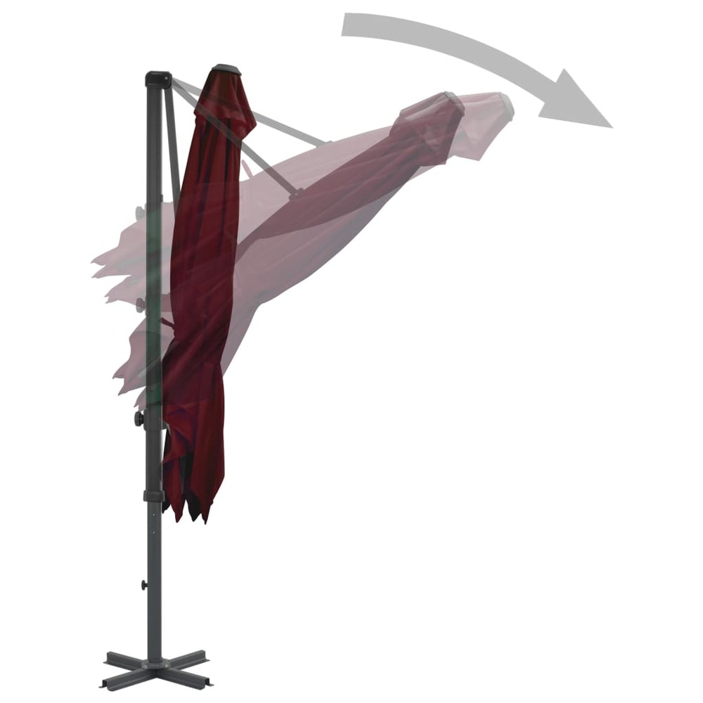 Parasol déporté avec mât en aluminium 250 x 250 cm bordeaux