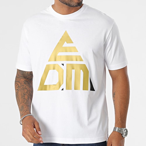 Tee Shirt Oversize Logo Blanc Doré