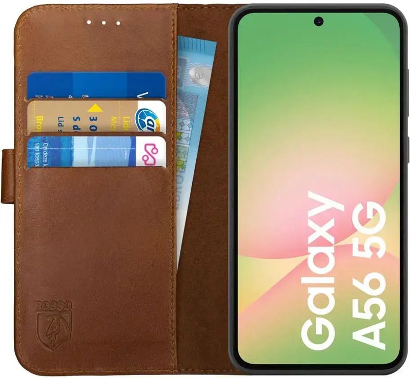 Rosso Deluxe - Samsung Galaxy A56 - Hoesje - Bruin - Echt Leer Book Case
