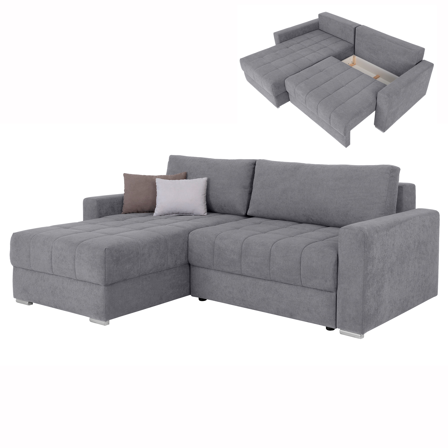Ecksofa - grau - mit Staukasten - 235x172 cm