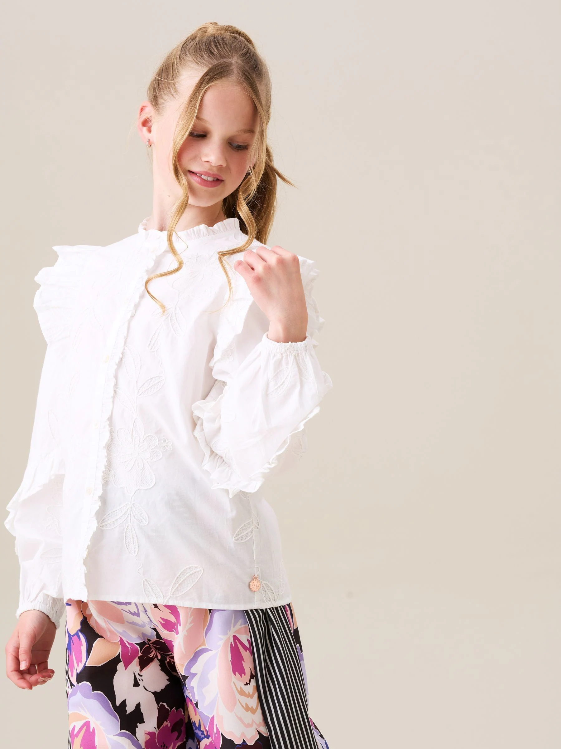 Angel & Rocket Lacey Embroidered Frill Sleeve Blouse