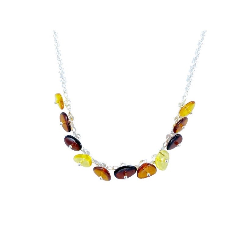 Collier argent 925 Ambre veritable de la mer Baltique