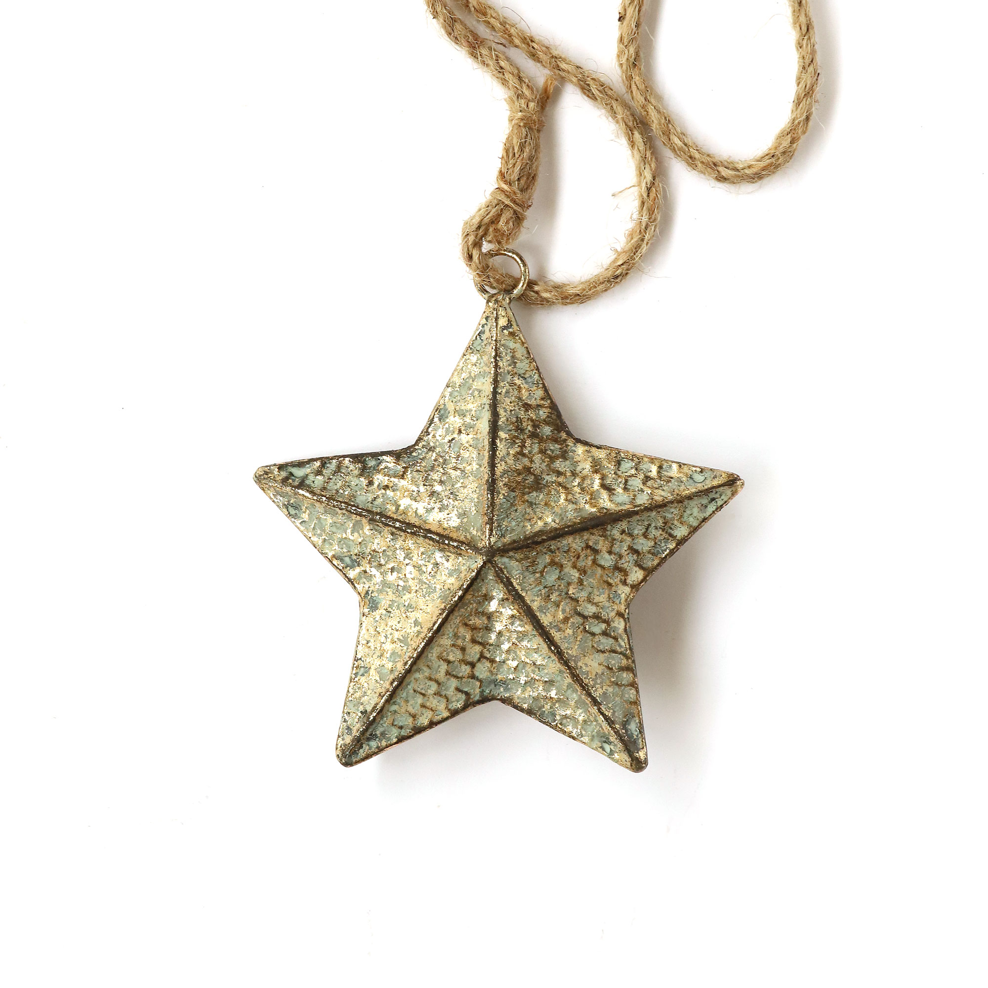 Anhänger 'Stern' aus Metall, antik silber, B 13 cm, H 14,5 cm, L 3 cm von fischer's lagerhaus