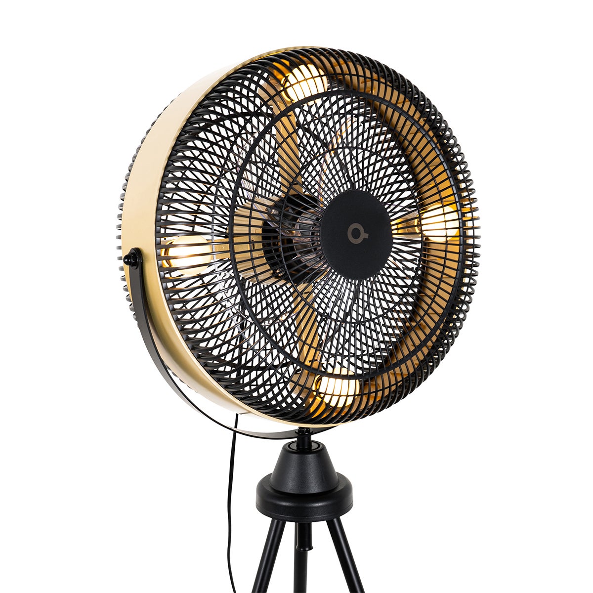 Staande ventilator, zwart met 4 gouden lampjes – Kim