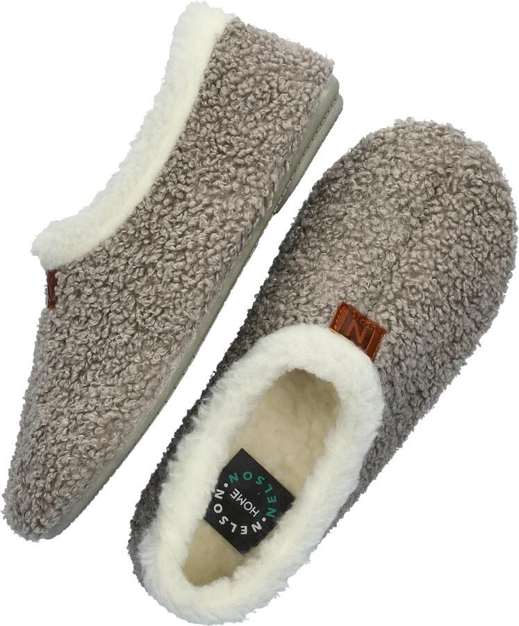 Nelson Home teddy pantoffels grijs