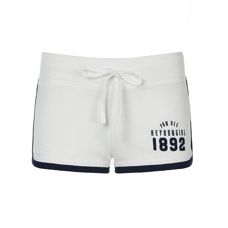 Honet - Lage taille, contrasterende afwerking, nummerprint, slim-fit minishorts