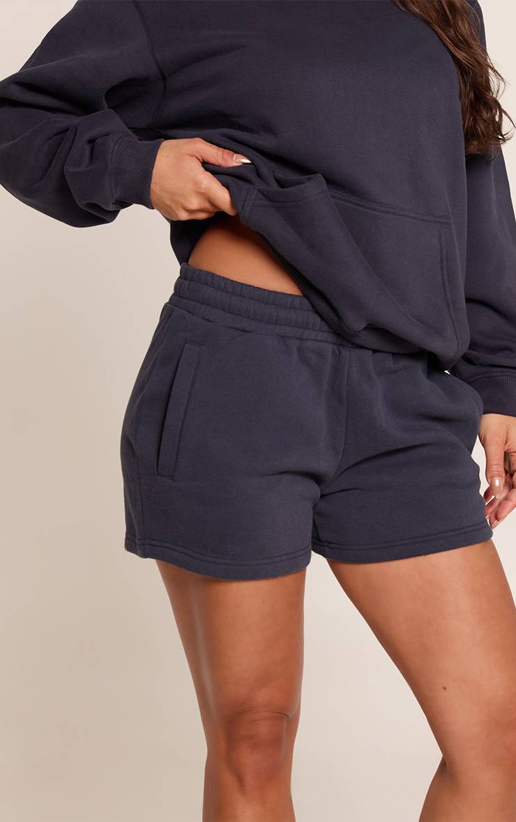 Bleu Marine Short En Molleton De Coton
