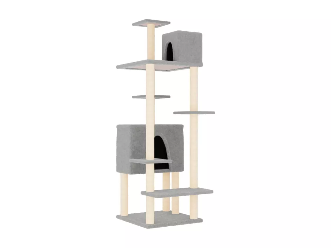 Arbre à chat avec griffoirs en sisal Gris clair 154 cm