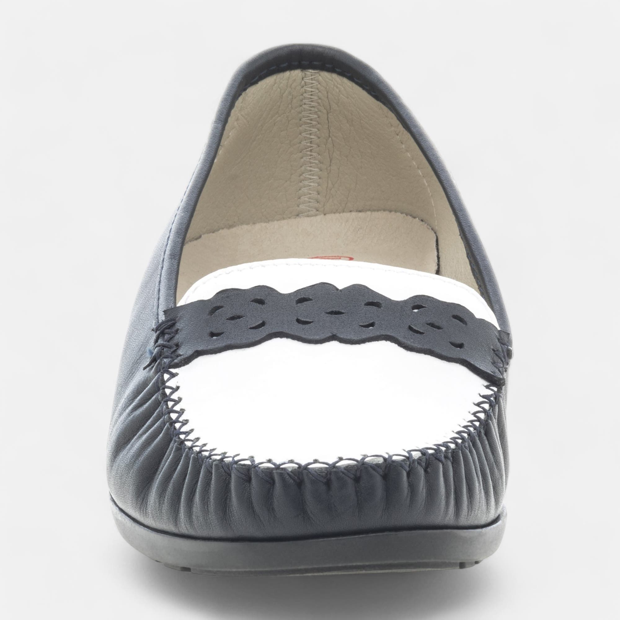 Mocassins pieds sensibles Femme en cuir bleu marine