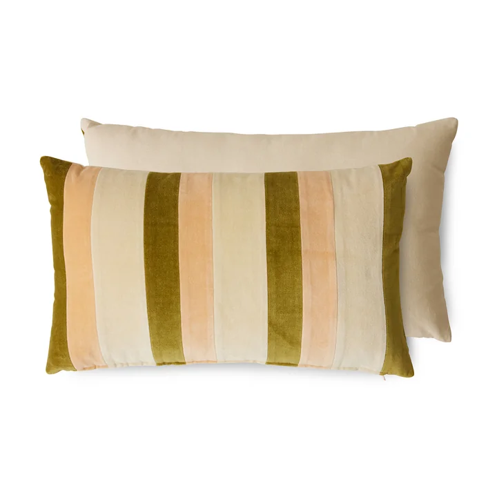 HKliving - Striped Samt-Kissen, 60 x 35 cm, fields