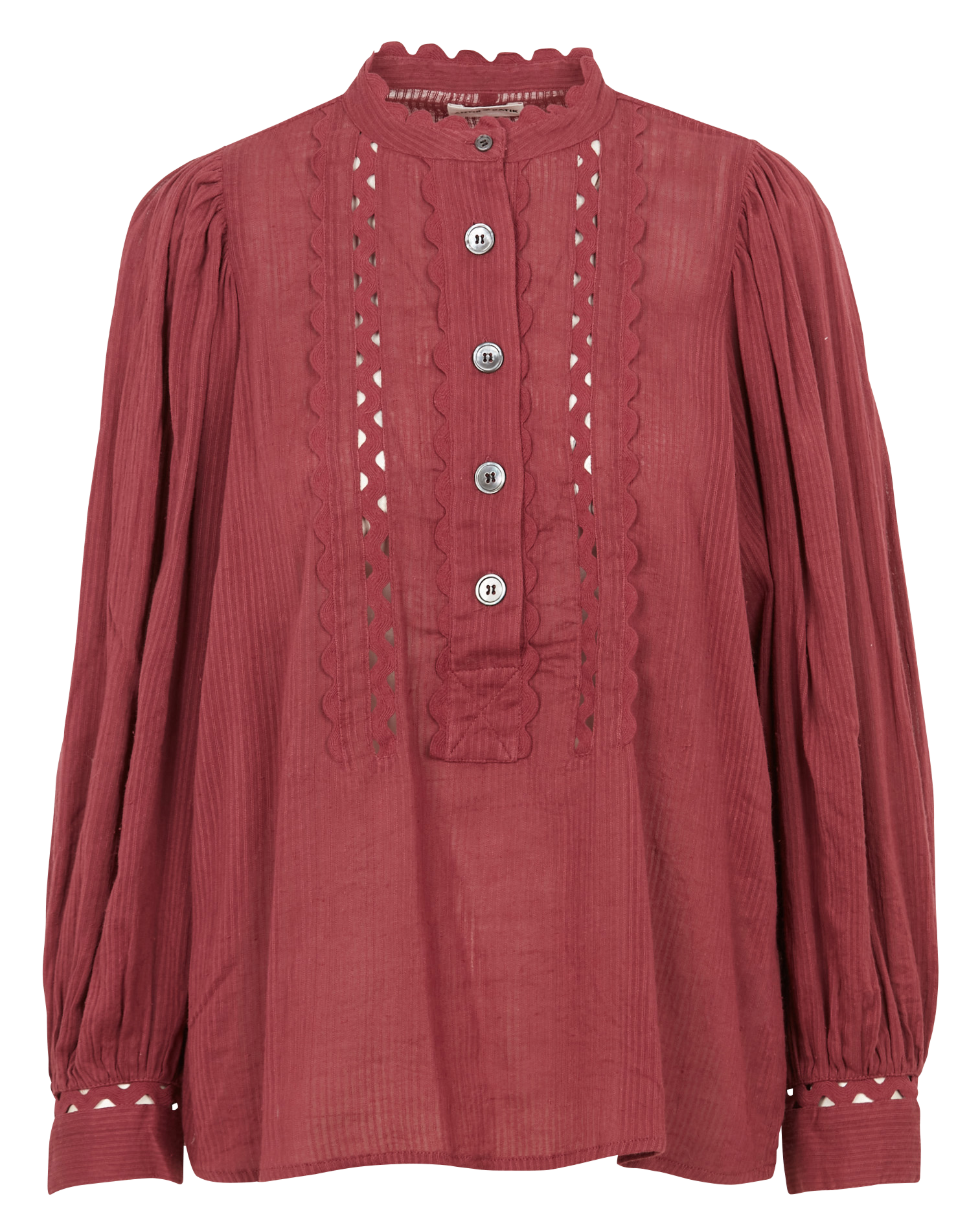 AYA - Blouse col rond en coton | Rouge