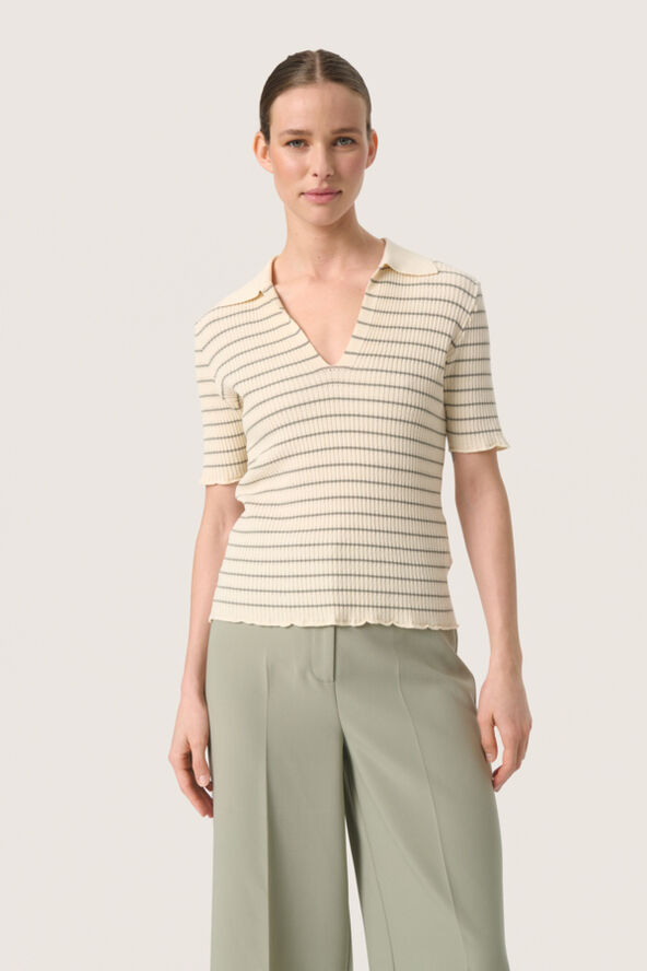 Soaked in Luxury SLLidya Tee White w shadow stripe