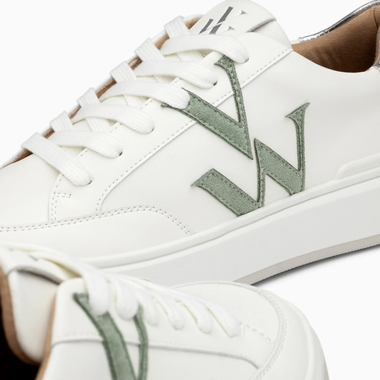 Sneakers-Baskets monogramme Candice blanc et vert
