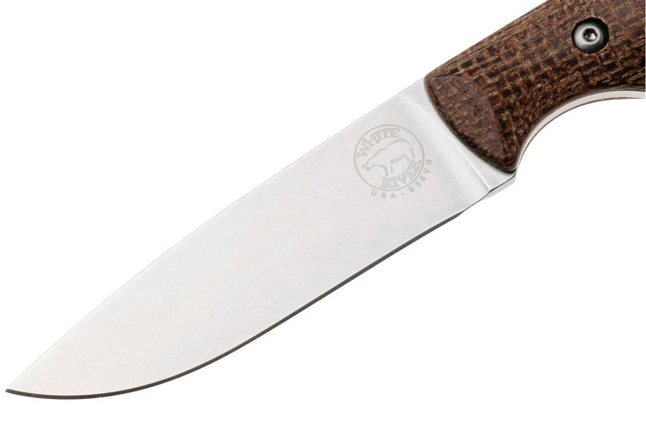White River Knives Hunter Natural Burlap Micarta jachtmes, Owen Baker Jr. design