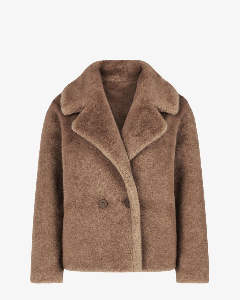 Pinned By K Fluffy Coat Lichtbruin Damesjack