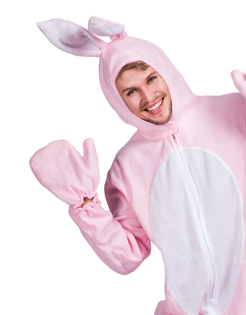 (180-200cm) Fasnachts Erwachsenen Kostüm Hasen Overall Verkleidung für Motto Partys / Ostern - Rosa
