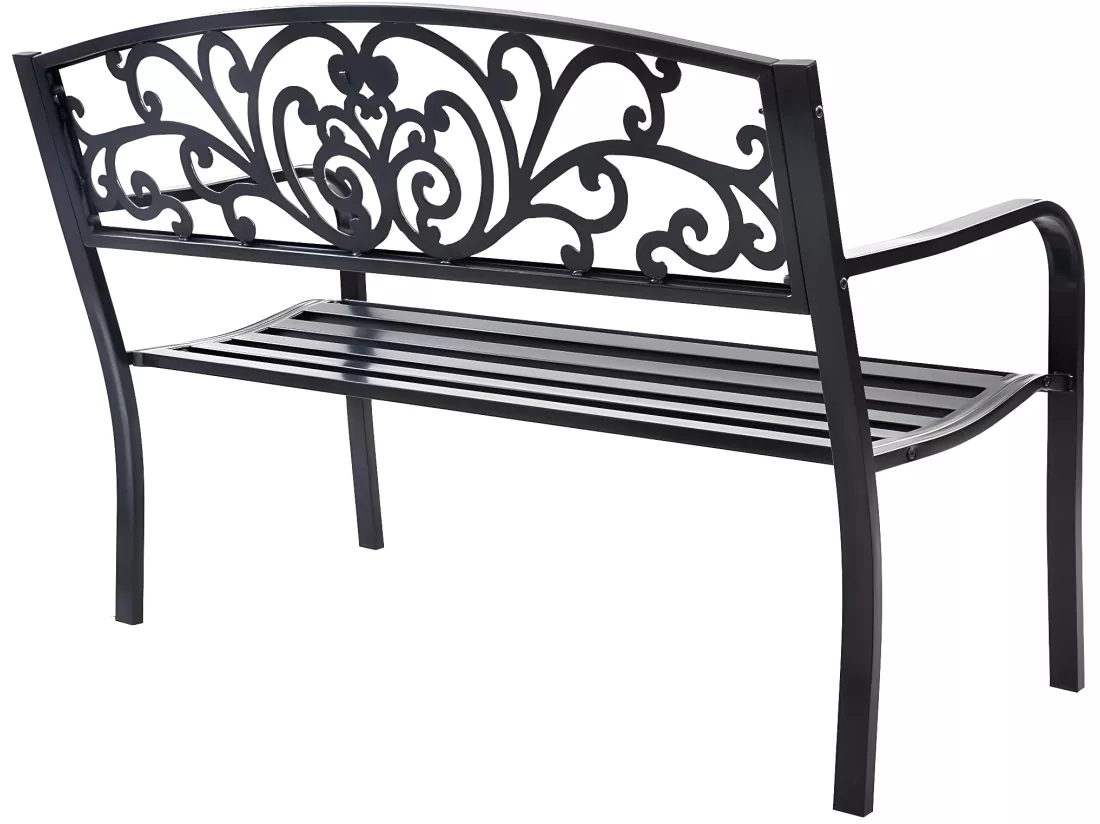 Banc de Jardin 2 Places en Métal 127 x 60 x 85 cm Style Classique Charge max : 280 KG Banquette de Jardin