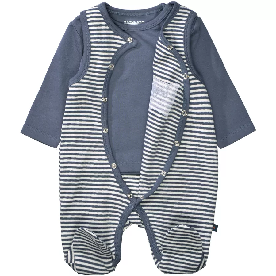 STACCATO Strampler+Shirt night blue gestreift