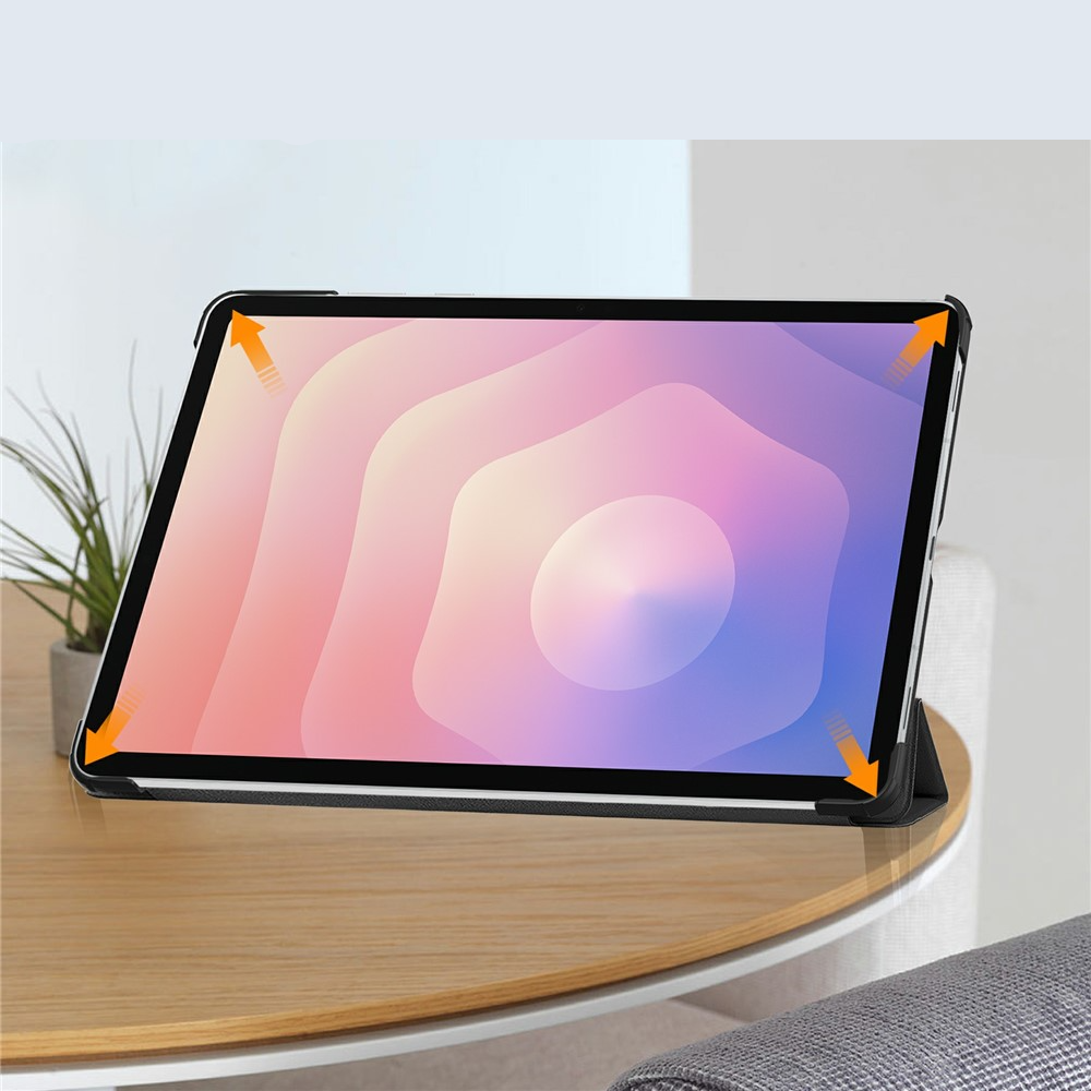 Samsung Galaxy Tab S11 Leder Tasche Smart Cover Hülle Litchi Look - Grau