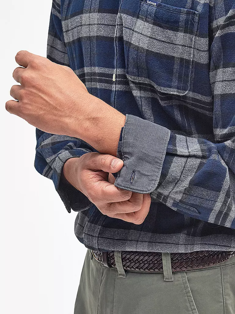 BARBOUR Flanellhemd Slim Fit  grau