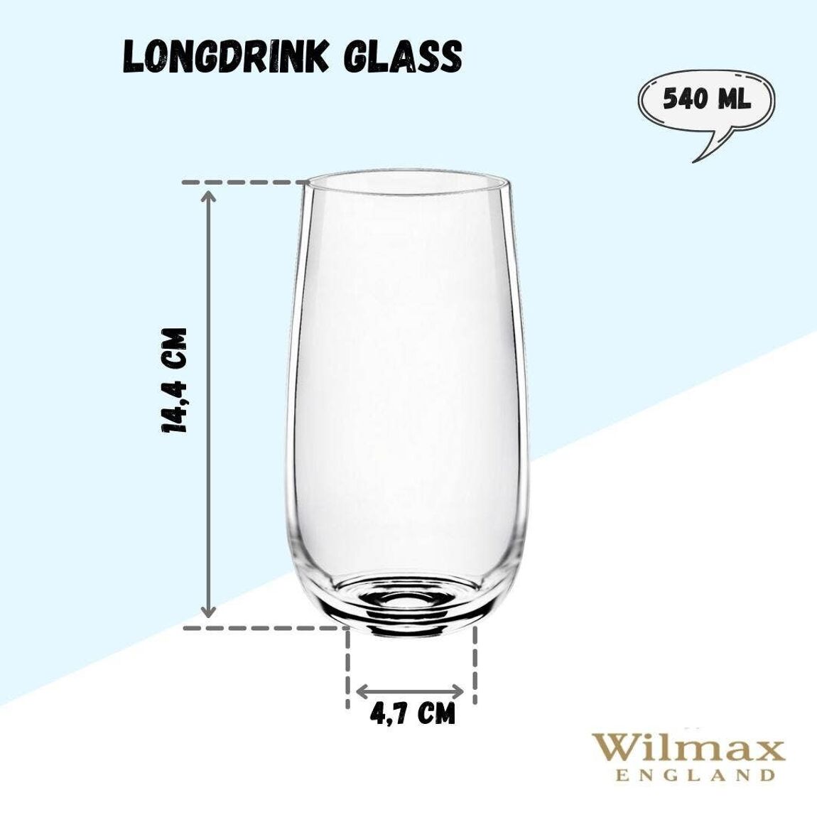 Wilmax Longdrink- und Wasserglas-Set – 6 kristalline Gläser – 540 ml