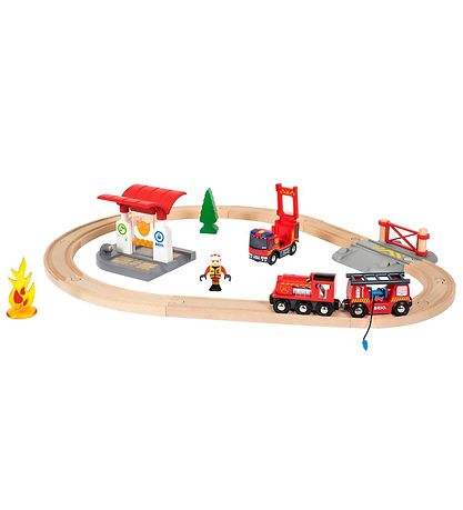BRIO WoRød Togbane - 18 dele - Brandmand 33815