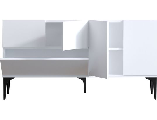 CONCEPT1 - Bahut Glise blanc noir 150 x 35 x 75cm