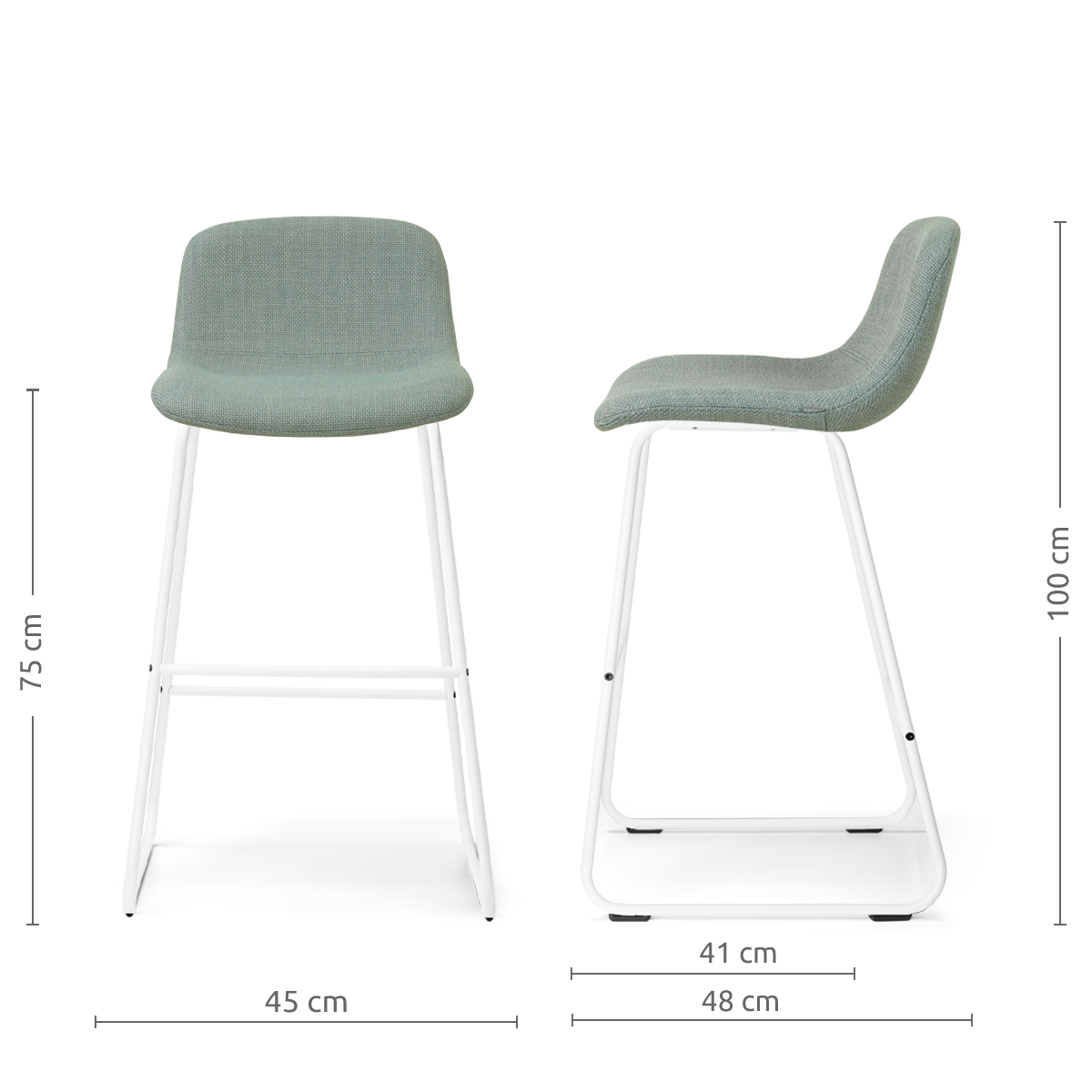 Barkruk Nino-Mats wit onderstel saliegroen 75 cm