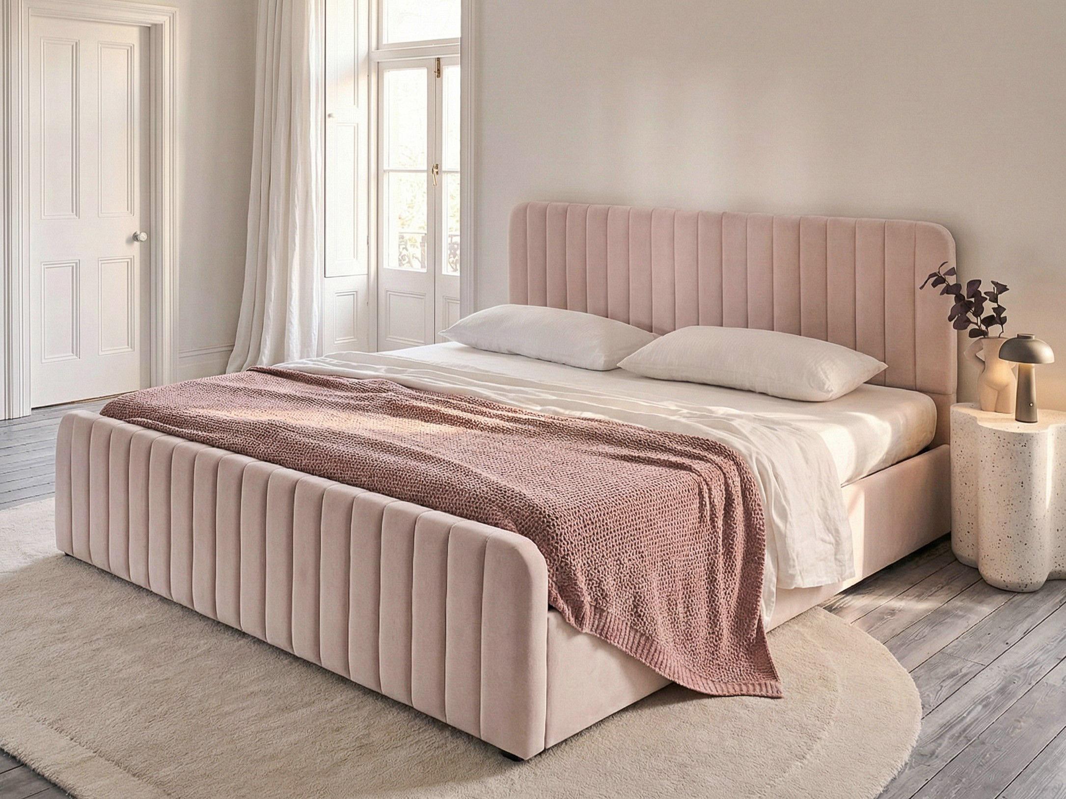 Bed met opbergruimte LUNAN 180 x 200 cm Pastelroze
