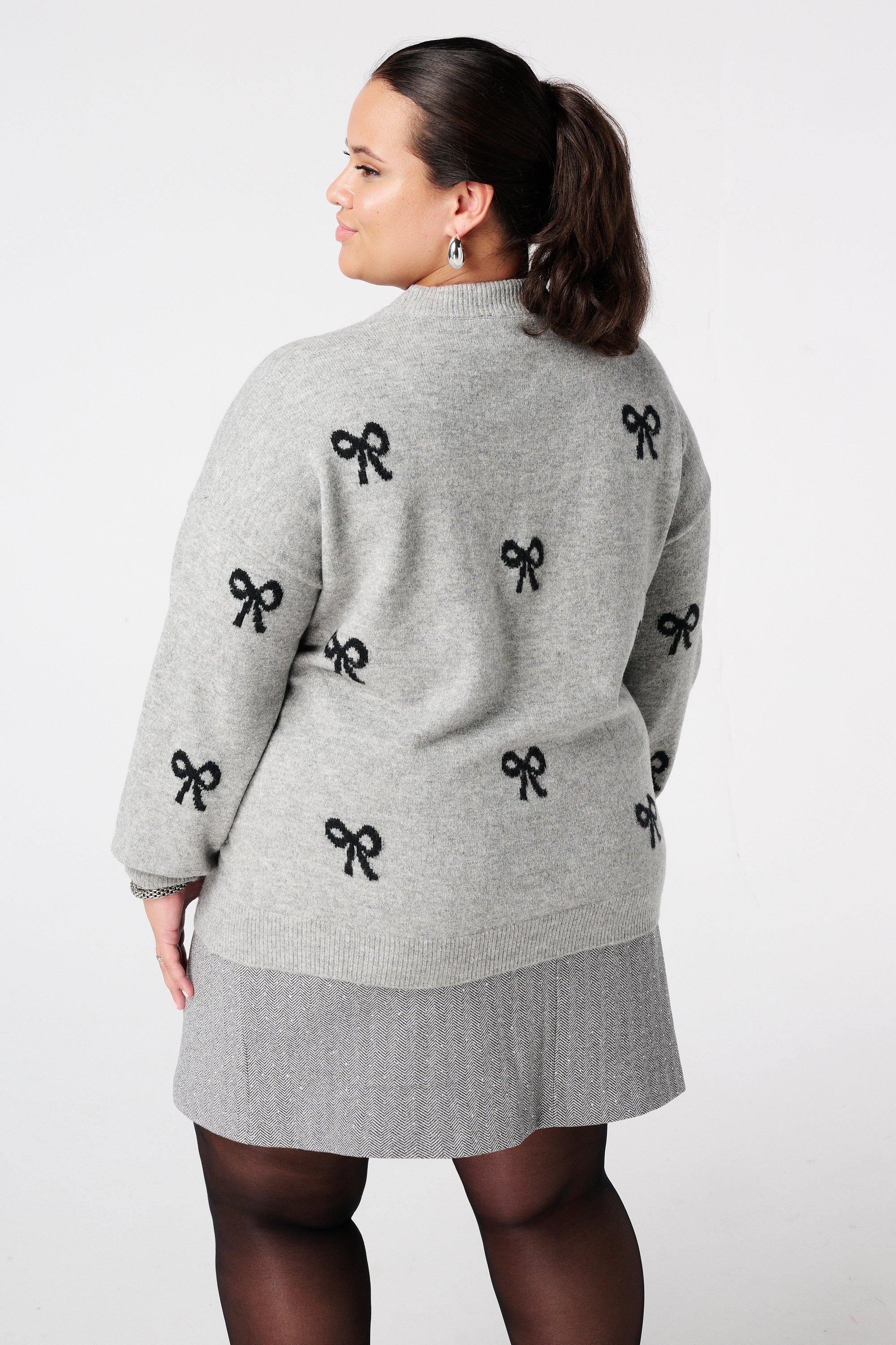 Trui met strikjes print Multi Grey/ Black